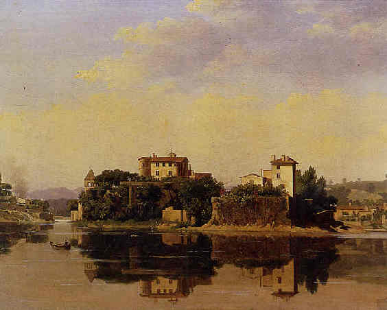 Vue de l'île de Barbe sur la Saône